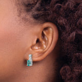 14k White Gold Lab Grown Diamond and Cr Paraiba Post Earrings 0.06CTW
