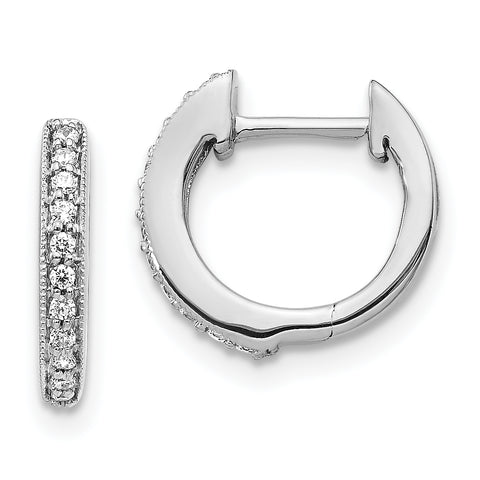 14K White Gold Lab Grown Diamond Hinged Hoop Earrings 0.13CTW