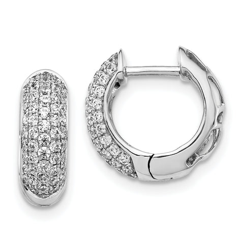14K White Gold Lab Grown Diamond Hinged Hoop Earrings 0.776CTW