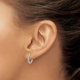 14K White Gold Lab Grown Diamond Hinged Hoop Earrings 0.12CTW