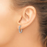 14K White Gold Lab Grown Diamond SI1/SI2, G H I, Hinged Hoop Earrings 0.247CTW