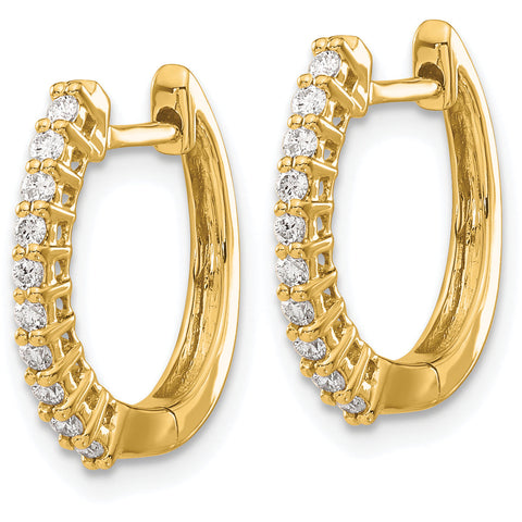 14K White Gold Lab Grown Diamond SI1/SI2, G H I, Hinged Hoop Earrings 0.505CTW