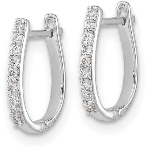 14K White Gold Lab Grown Diamond Hinged Hoop Earrings 0.108CTW