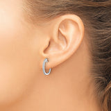 14K White Gold Lab Grown Diamond 1.3mm Hinged Hoop Earrings 0.2CTW