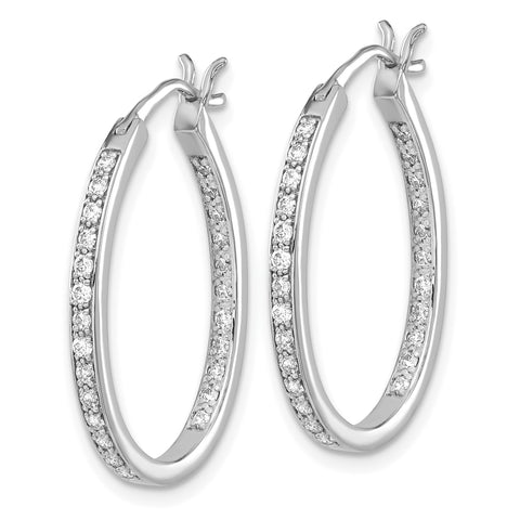 14K Lab Grown Diamond In/Out Hoop Earrings 0.5CTW