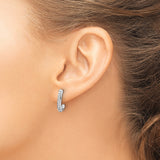14K White Gold Lab Grown Diamond J-Hoop Post Earrings 0.192CTW