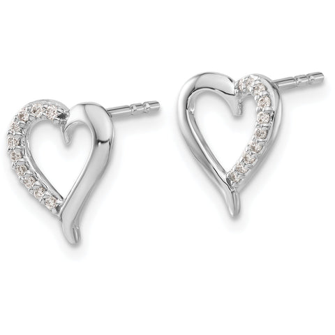 14K Lab Grown Diamond Heart Post Earrings 0.1CTW