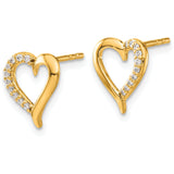 14K Lab Grown Diamond Heart Post Earrings 0.1CTW