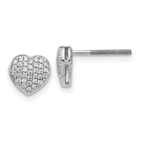 14K Lab Grown Diamond Heart Screwback Post Earrings 0.204CTW