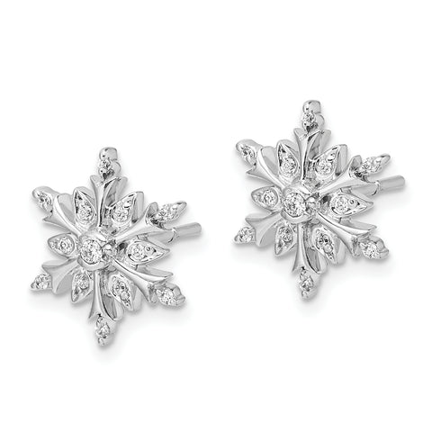 14K White Gold Lab Grown Diamond Snowflake Earrings 0.145CTW