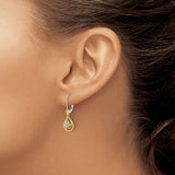 14K Two-tone Lab Grown Diamond Teardrop Dangle Leverback Earrings 0.08CTW