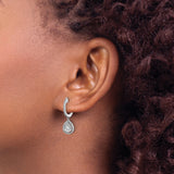 14K White Gold Lab Grown Diamond Teardrop Hinged Hoop Earrings 0.508CTW
