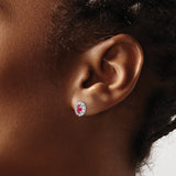 14K Lab Grown Diamond SI1/SI2, G H I, & Cr. Ruby Earrings 0.2CTW