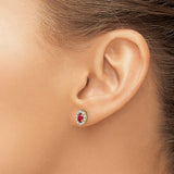 14K Lab Grown Diamond SI1/SI2, G H I, & Cr. Ruby Earrings 0.2CTW