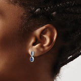 14K White Gold Lab Grown Diamond and Created  Sapphire Post Earrings 0.308CTW