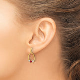 14K Lab Grown Diamond and Created Ruby Post Dangle Earrings 0.28CTW