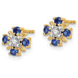 14K Lab Grown Diamond and Bl Created Sapphire Post Earrings 0.01CTW