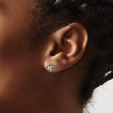 14K Lab Grown Diamond and Bl Created Sapphire Post Earrings 0.01CTW