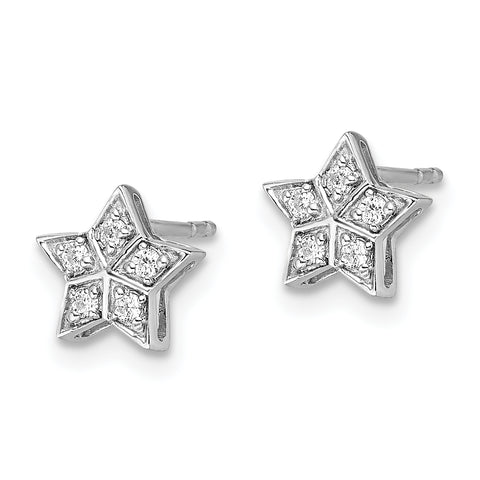 14K White Gold Lab Grown Diamond Star Post Earrings 0.1CTW