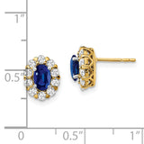 14K White Gold Lab Grown Diamond and Cr Oval Blue Sapphire Fashion Earrings 1.204CTW