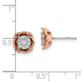 14K Two-Tone Lab Grown Diamond Rose Earrings 0.248CTW