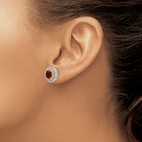 14K Two-Tone Lab Grown Diamond & Created Ruby Earrings 0.8CTW