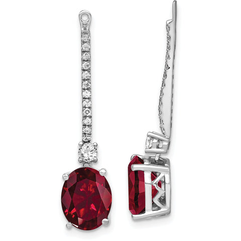 14K White Gold Lab Grown Diamond & Created Ruby Earring Jackets 0.49CTW