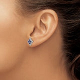 14K White Gold Lab Grown Diamond and Lab Created Blue Sapphire Post Earrings 0.352CTW