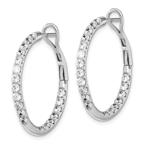 14K White Gold Lab Grown Diamond SI1/SI2, G H I, In & Out Hoop Earrings 2.5CTW
