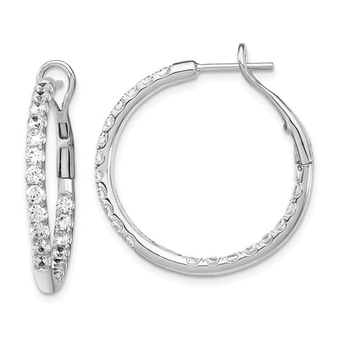 14K White Gold Lab Grown Diamond SI1/SI2, G H I, In & Out Hoop Earrings 2.5CTW