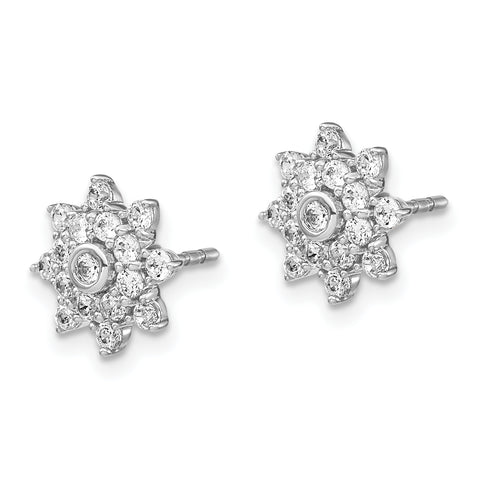 14K White Gold Lab Grown Dia SI1/SI2, G H I, Star Cluster Post Earrings 0.754CTW