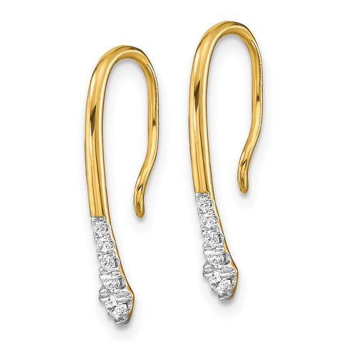 14K Lab Grown Diamond Drop Wire Earrings 0.124CTW
