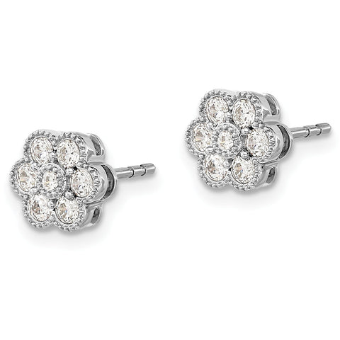 14K White Gold Lab Grown Diamond SI1/SI2, G H I, Floral Post Earrings 0.504CTW
