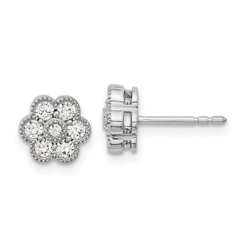 14K White Gold Lab Grown Diamond SI1/SI2, G H I, Floral Post Earrings 0.504CTW