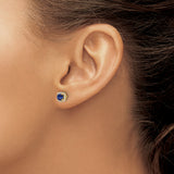 14K Lab Grown Earrings and Bl Created Sapphire Post Halo Earrings 0.112CTW
