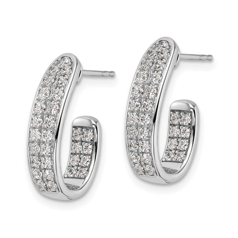 14K White Gold Lab Grown Diamond SI1/SI2, G H I, In and Out J-Hoop Earring 0.995CTW