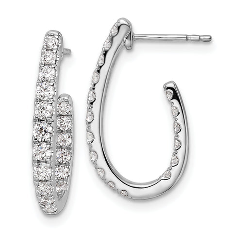 14K White Gold Lab Grown Diamond SI1/SI2, G H I, In and Out J-Hoop Earring 0.996CTW