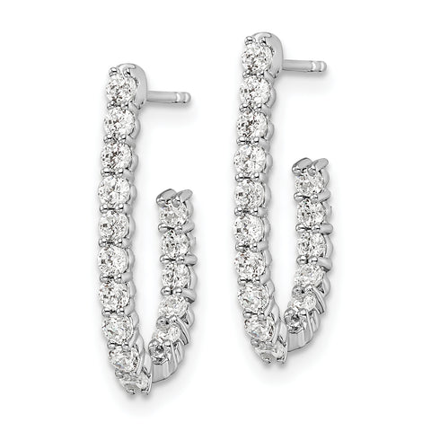 14K White Gold Lab Grown Diamond SI1/SI2, G H I, In and Out J-Hoop Earring 0.997CTW
