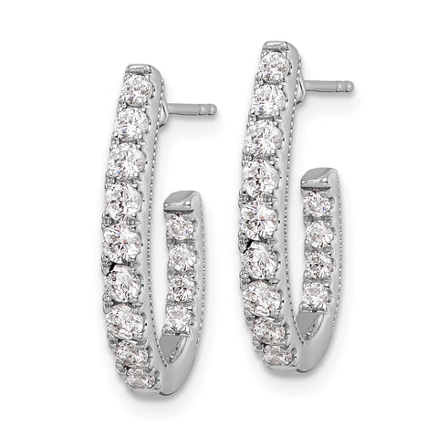 14K White Gold Lab Grown Diamond SI1/SI2, G H I, In and Out J-Hoop Earring 0.994CTW