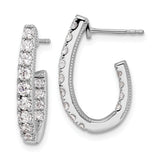 14K White Gold Lab Grown Diamond SI1/SI2, G H I, In and Out J-Hoop Earring 0.994CTW