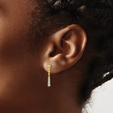 14K Lab Grown Diamond SI1/SI2, G H I, Beaded Bar Post Dangle Earrings 0.321CTW