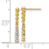 14K Lab Grown Diamond SI1/SI2, G H I, Beaded Bar Post Dangle Earrings 0.321CTW