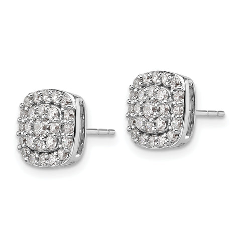 14K Lab Grown Diamond SI1/SI2, G H I, Squared Halo Post Earrings 0.88CTW