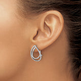 14K White Gold Lab Grown Diamond Teardrop Fashion Hinged Earrings 0.558CTW