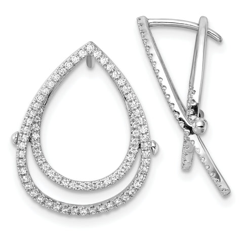 14K White Gold Lab Grown Diamond Teardrop Fashion Hinged Earrings 0.558CTW