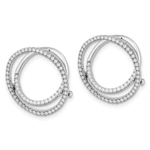 14K White Gold Lab Grown Diamond Circle Fashion Hinged Earrings 0.402CTW