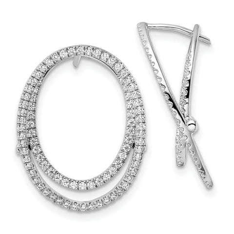 14K White Gold Lab Grown Diamond Oval Fashion Hinged Earrings 0.85CTW
