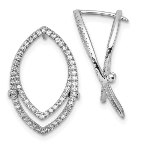 14K White Gold Lab Grown Diamond Marquise Shape Hinged Earrings 0.522CTW