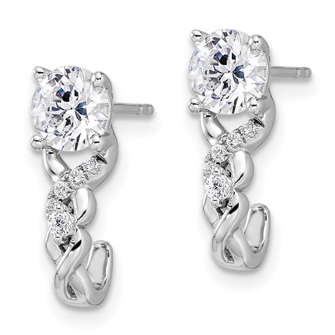 14K White Gold Lab Grown Diamond Post Fashion Earrings 1.075CTW