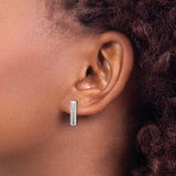 14K White Gold Lab Grown Diamond Vertical Bar Post Earrings 0.16CTW